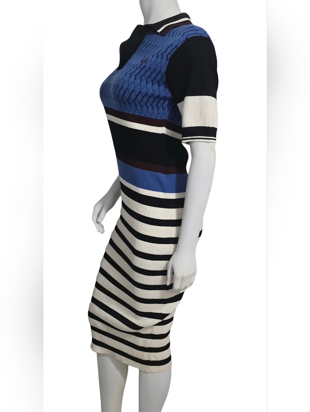 Fred Perry Blue, Black & Cream Striped Polo Dress Size 4 NWOT - Picture 4 of 14
